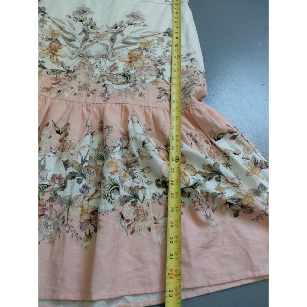House of Harlow 1960 Boho Floral Midi Skirt LARGE Linen Chintz Tiered Pink Girly - Picture 10 of 15